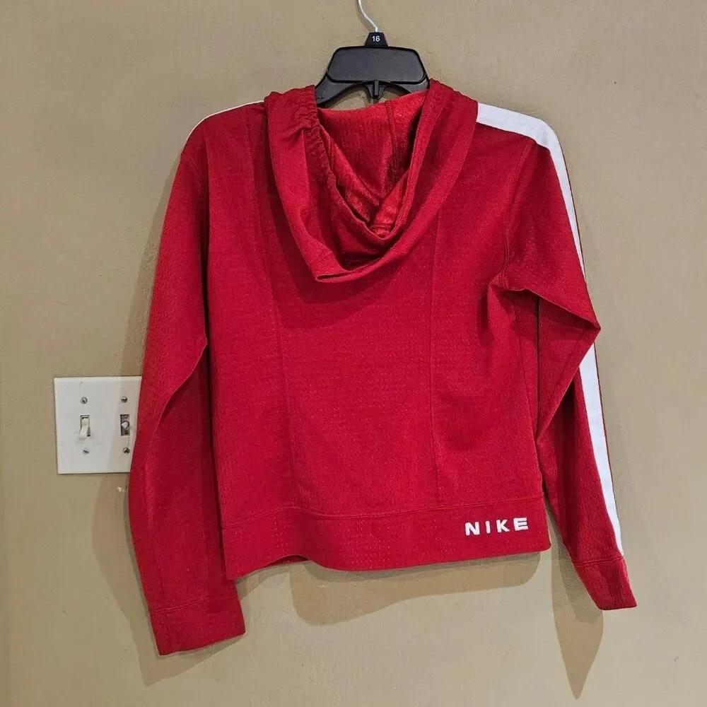 y2k sporty athleisure red white striped Nike hoodie - Picture 2 of 4